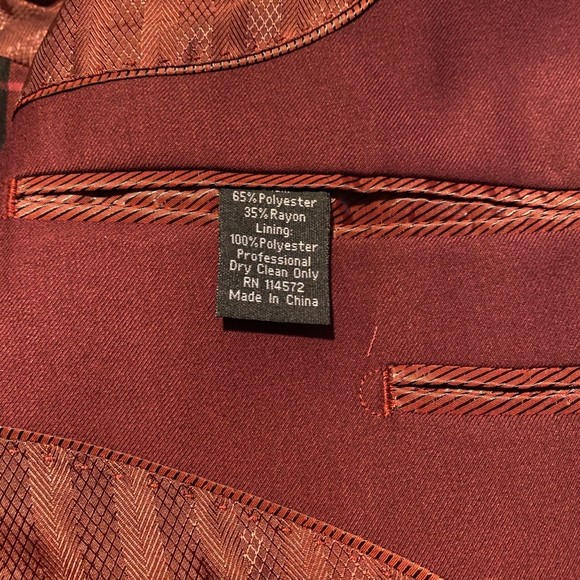 NWT Mens 3 pc Pallini Super 150’s Burgundy Suit Sz 52R/47W - Picture 7 of 10